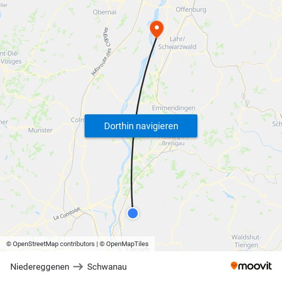 Niedereggenen to Schwanau map