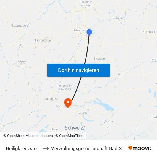 Heiligkreuzsteinach to Verwaltungsgemeinschaft Bad Säckingen map