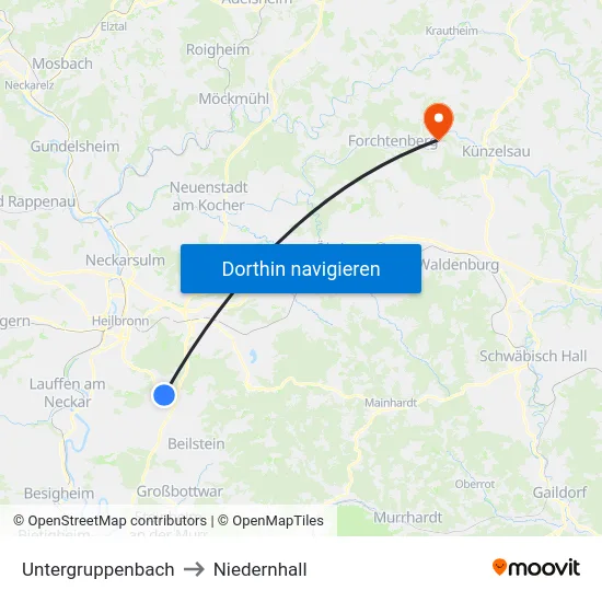 Untergruppenbach to Niedernhall map