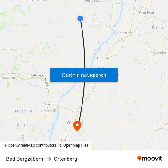 Bad Bergzabern to Ortenberg map