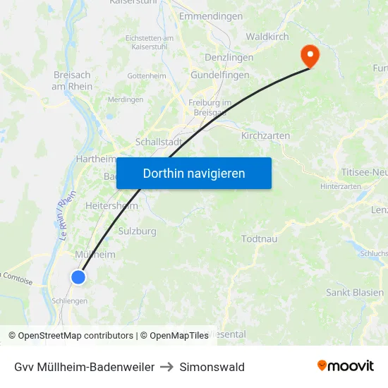 Gvv Müllheim-Badenweiler to Simonswald map