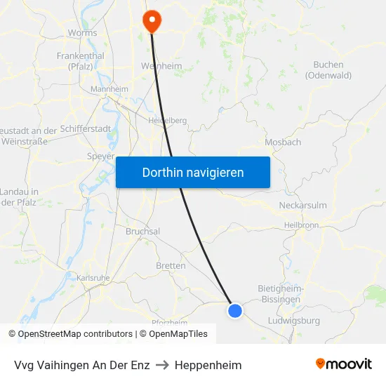 Vvg Vaihingen An Der Enz to Heppenheim map