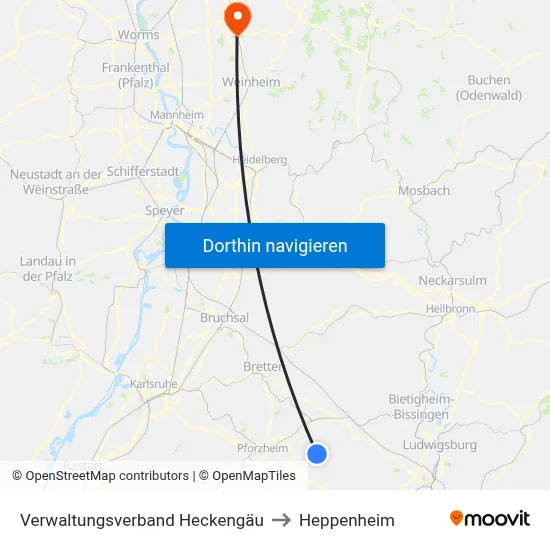 Verwaltungsverband Heckengäu to Heppenheim map