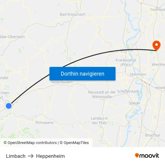 Limbach to Heppenheim map