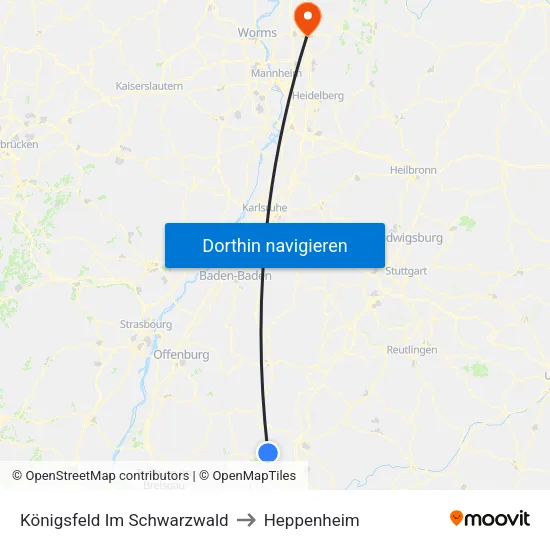 Königsfeld Im Schwarzwald to Heppenheim map