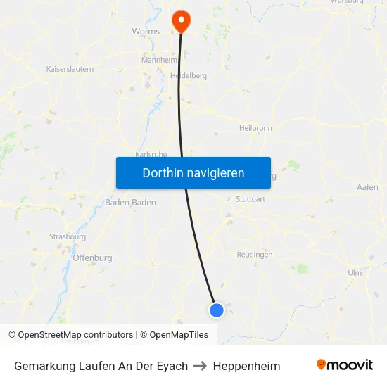 Gemarkung Laufen An Der Eyach to Heppenheim map