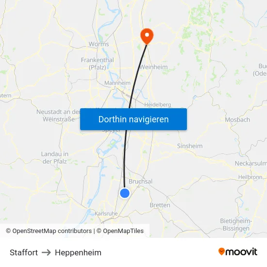Staffort to Heppenheim map