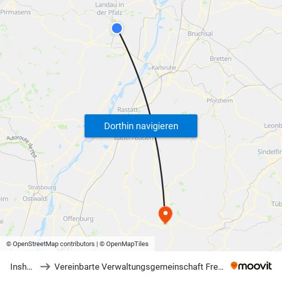 Insheim to Vereinbarte Verwaltungsgemeinschaft Freudenstadt map