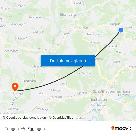 Tengen to Eggingen map