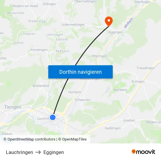 Lauchringen to Eggingen map