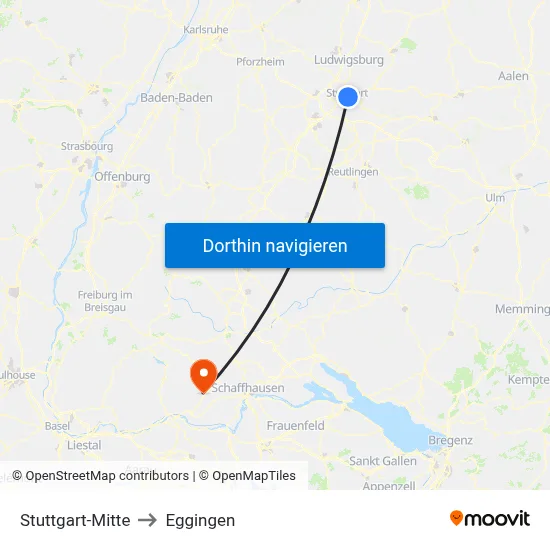 Stuttgart-Mitte to Eggingen map