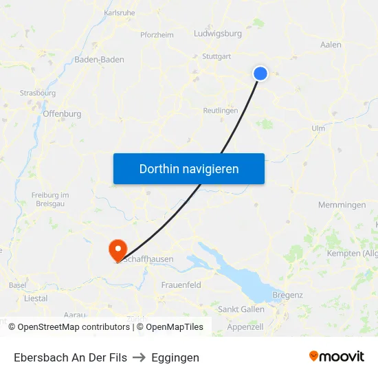 Ebersbach An Der Fils to Eggingen map