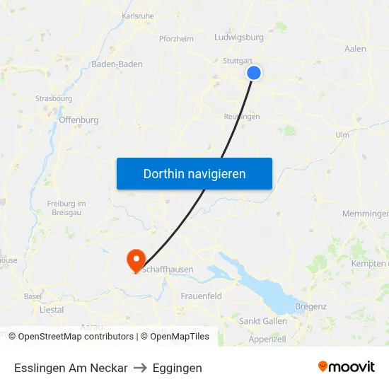 Esslingen Am Neckar to Eggingen map