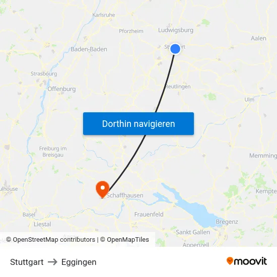 Stuttgart to Eggingen map