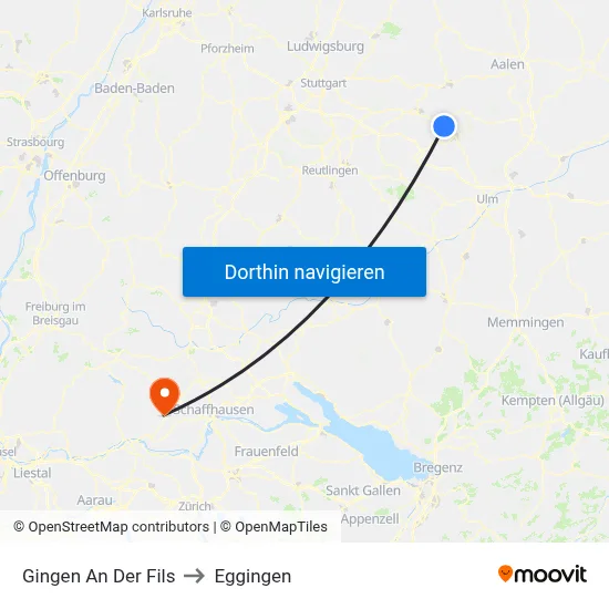 Gingen An Der Fils to Eggingen map