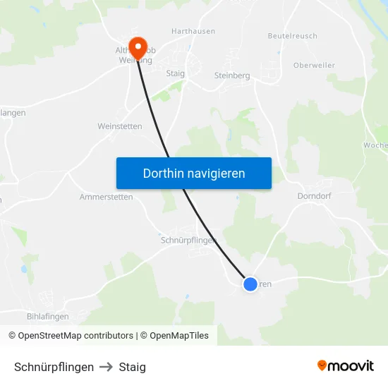 Schnürpflingen to Staig map