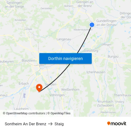 Sontheim An Der Brenz to Staig map