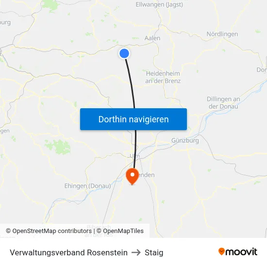 Verwaltungsverband Rosenstein to Staig map
