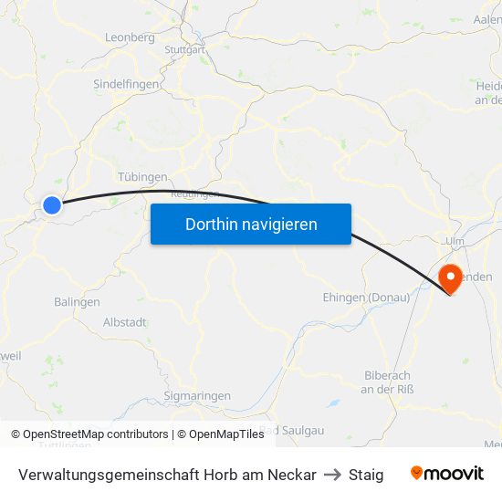 Verwaltungsgemeinschaft Horb am Neckar to Staig map