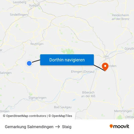 Gemarkung Salmendingen to Staig map