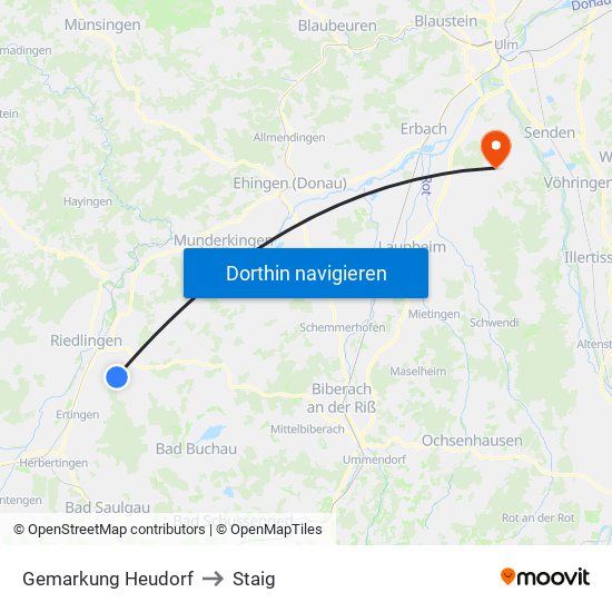 Gemarkung Heudorf to Staig map