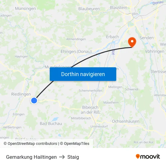Gemarkung Hailtingen to Staig map