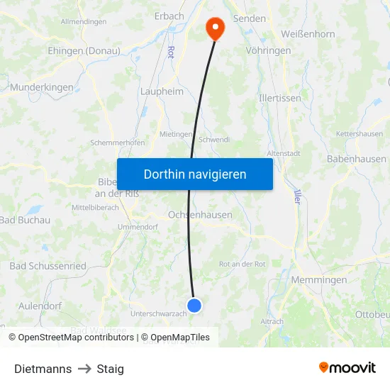 Dietmanns to Staig map