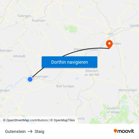 Gutenstein to Staig map