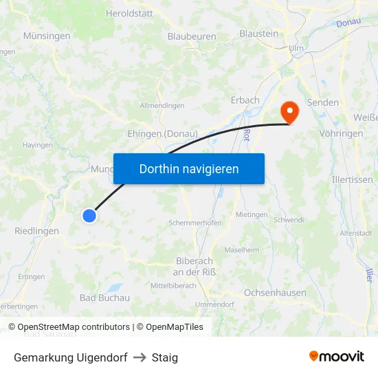 Gemarkung Uigendorf to Staig map