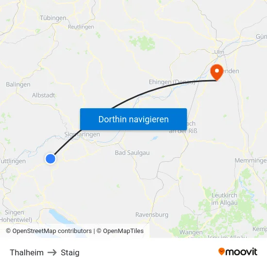 Thalheim to Staig map