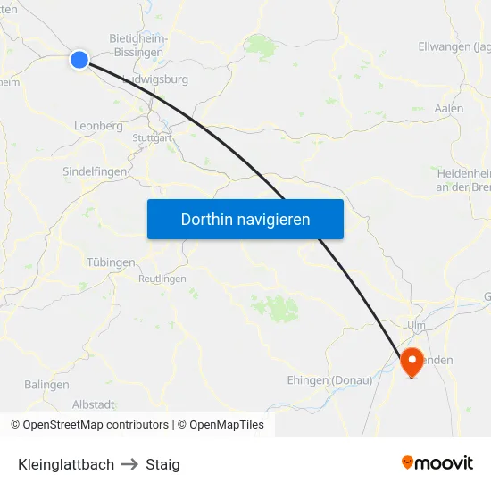 Kleinglattbach to Staig map