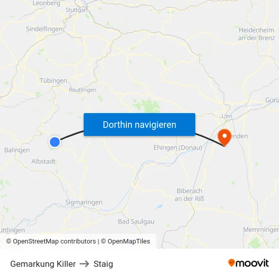 Gemarkung Killer to Staig map