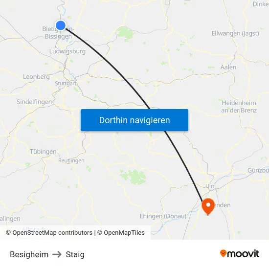 Besigheim to Staig map