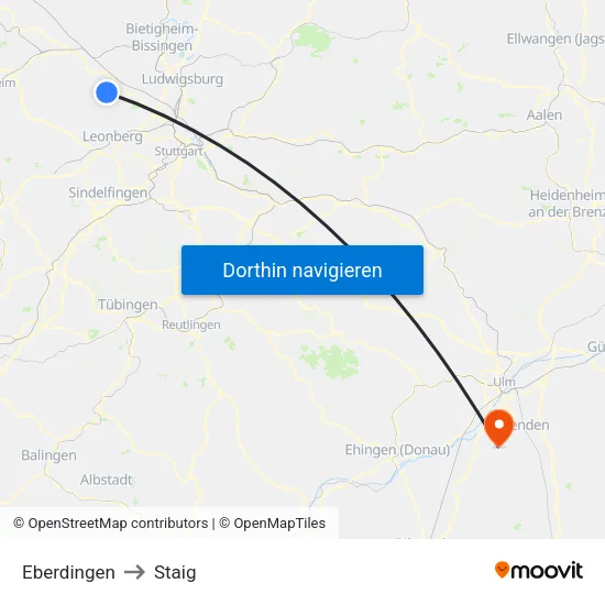 Eberdingen to Staig map