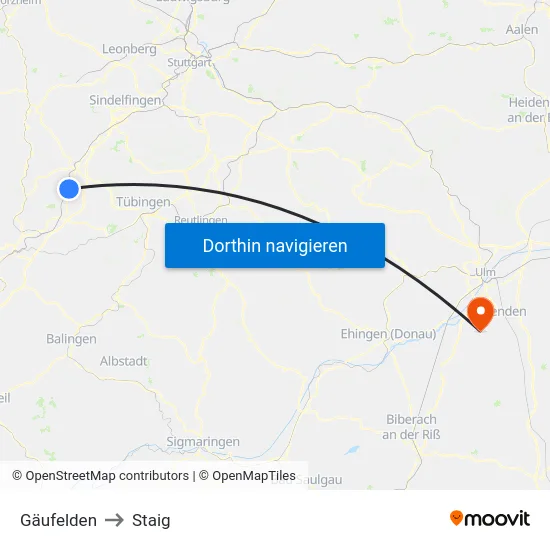Gäufelden to Staig map