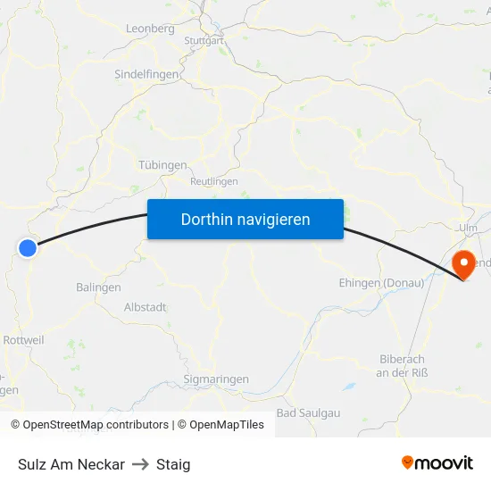 Sulz Am Neckar to Staig map