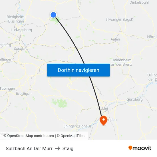 Sulzbach An Der Murr to Staig map