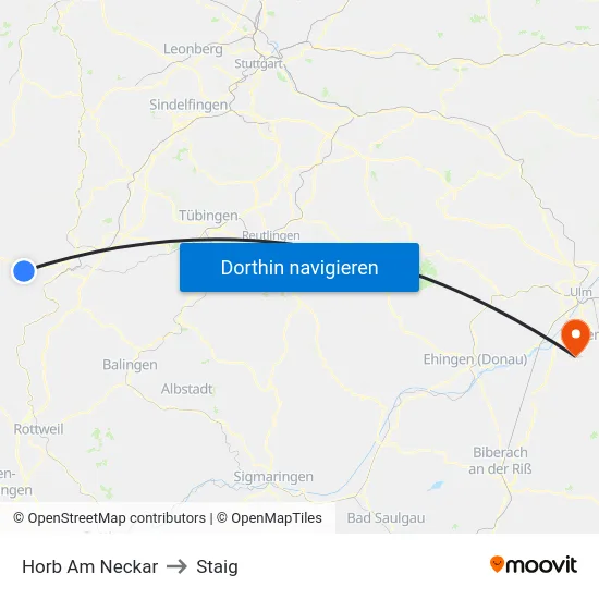Horb Am Neckar to Staig map