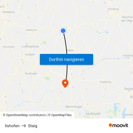 Ilshofen to Staig map