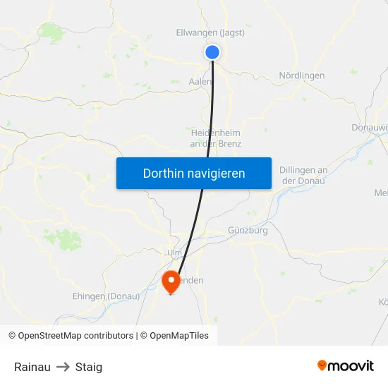 Rainau to Staig map