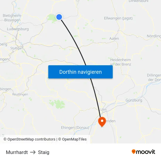 Murrhardt to Staig map