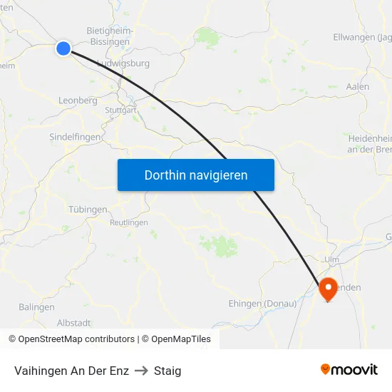 Vaihingen An Der Enz to Staig map