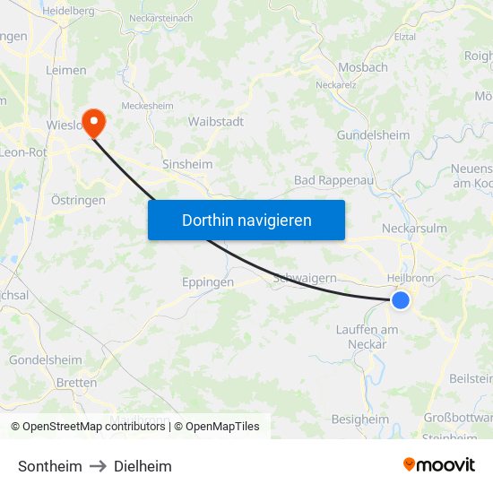 Sontheim to Dielheim map