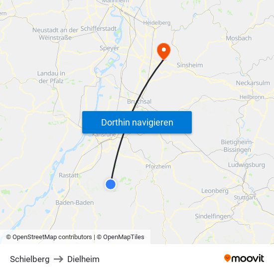 Schielberg to Dielheim map
