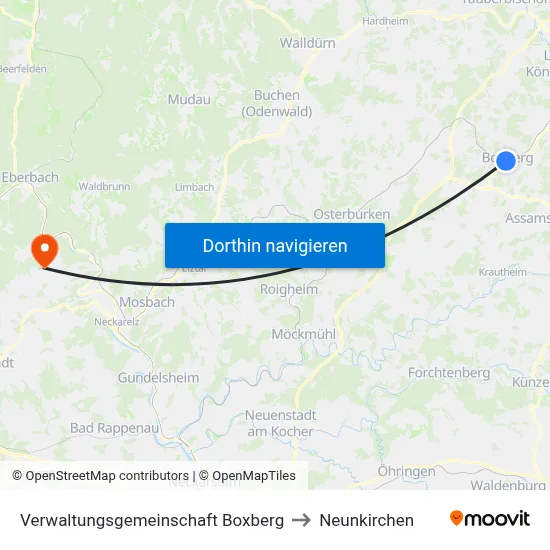 Verwaltungsgemeinschaft Boxberg to Neunkirchen map