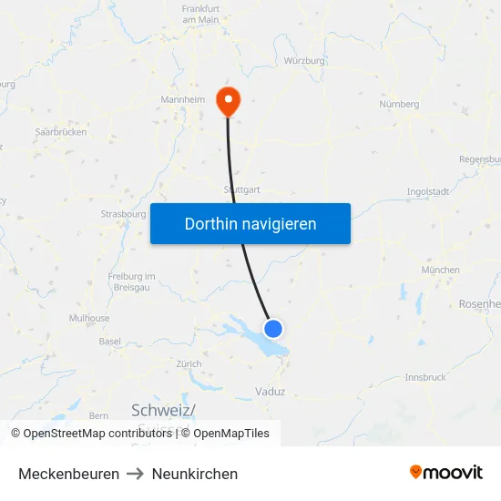 Meckenbeuren to Neunkirchen map