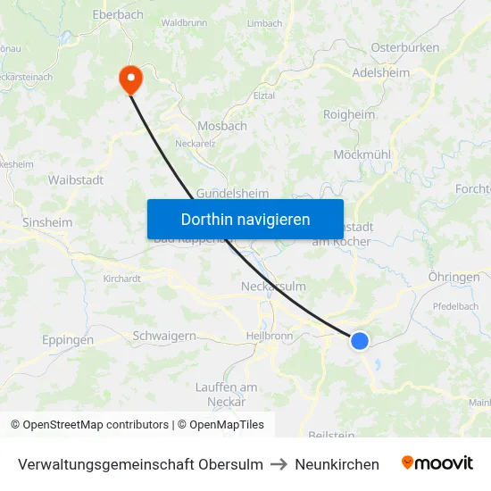 Verwaltungsgemeinschaft Obersulm to Neunkirchen map