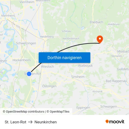 St. Leon-Rot to Neunkirchen map