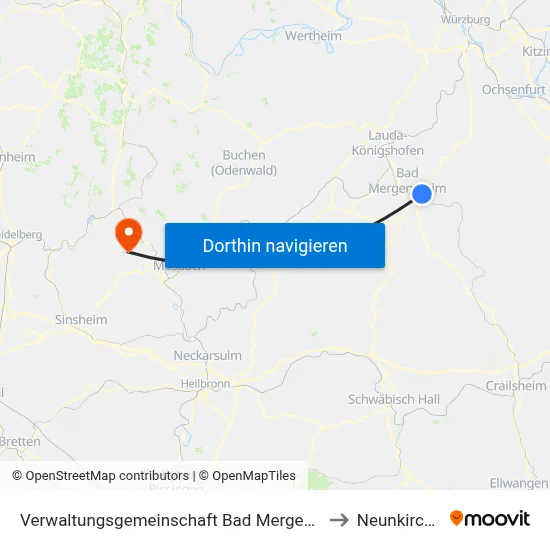 Verwaltungsgemeinschaft Bad Mergentheim to Neunkirchen map