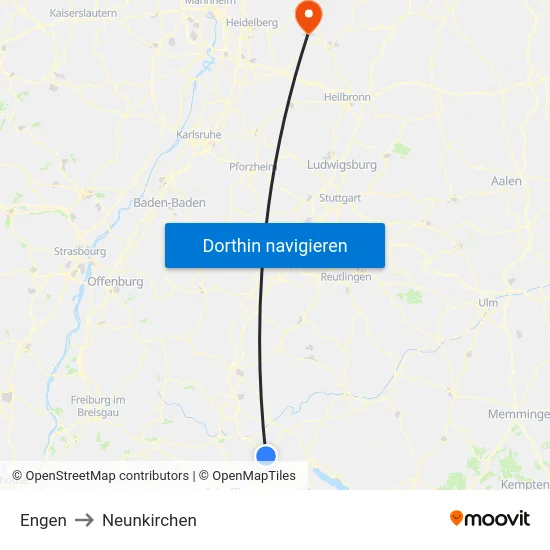 Engen to Neunkirchen map
